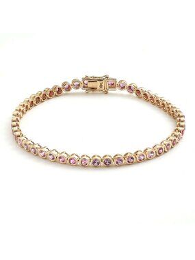 Blush Pink Sapphire 14K (Custom) Yellow Gold Tennis Bracelet